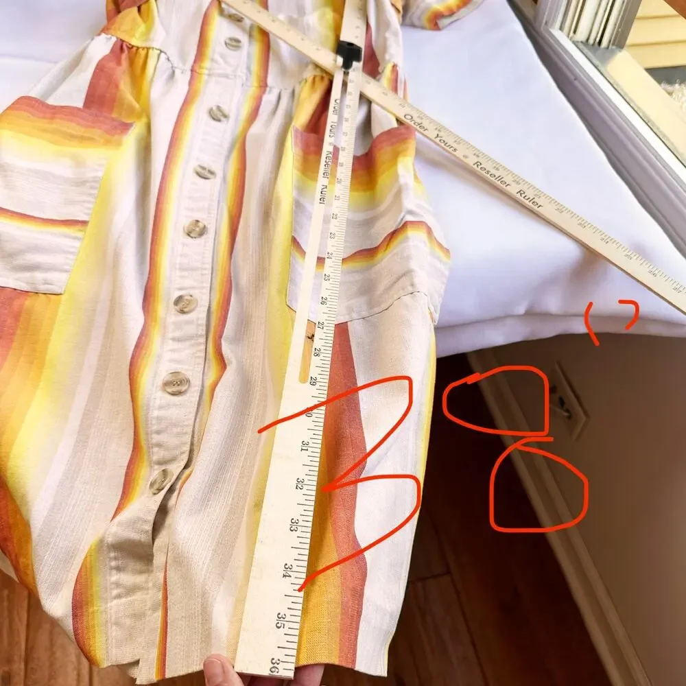 Petite Dress Orange Striped Colorblock Dress With A Belt Leslie Fay sz 6 - Picture 5 of 6